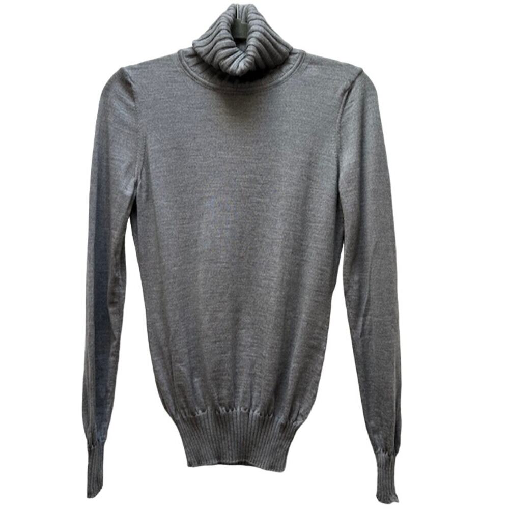 Enzo Mantovini Women's Merino Turtleneck Sweater Extra Fine Gray Medium M **READ